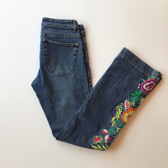 Boston Proper Boho Embroidered Medium Wash Jeans 2 - Picture 2 of 10